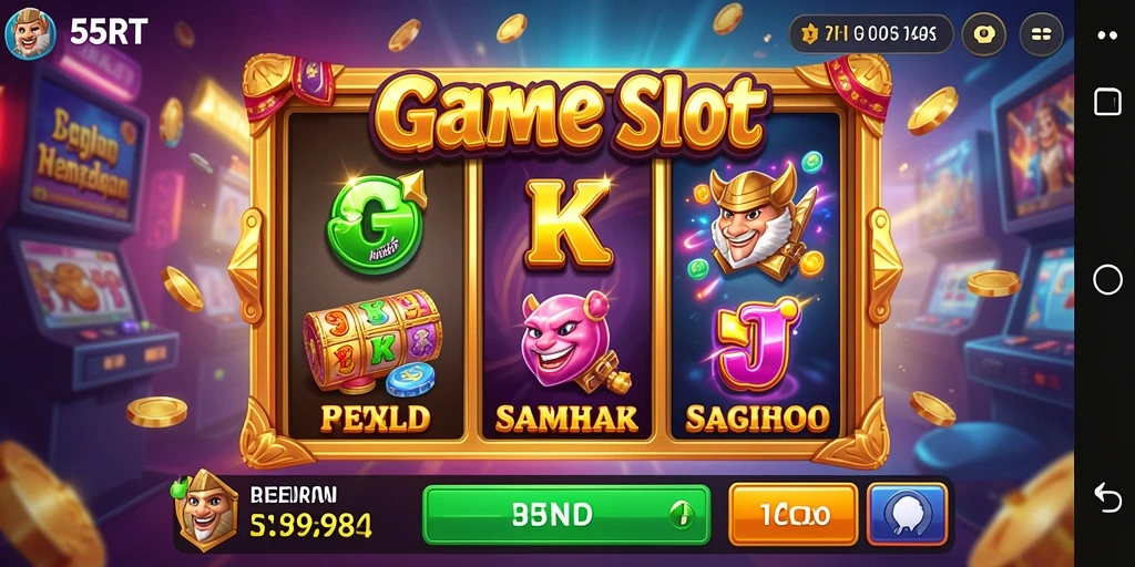Screenshot gameplay Slot yang menggambarkan keseruan dan grafis menawan dari 55RT.