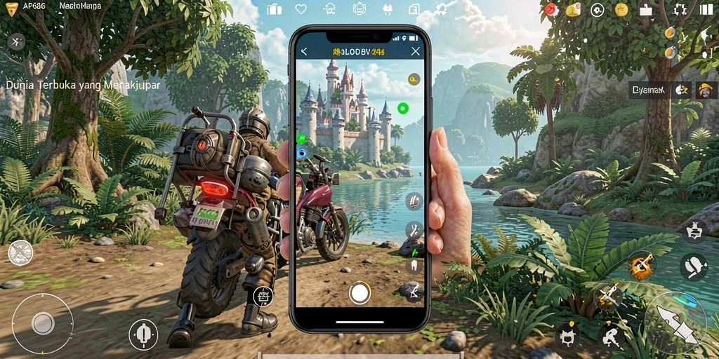 Tampilan gameplay AP686 dalam dunia terbuka yang menakjubkan.