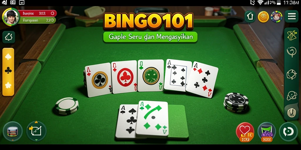 Screenshot BINGO101 menampilkan gameplay Gaple yang seru dan menarik.