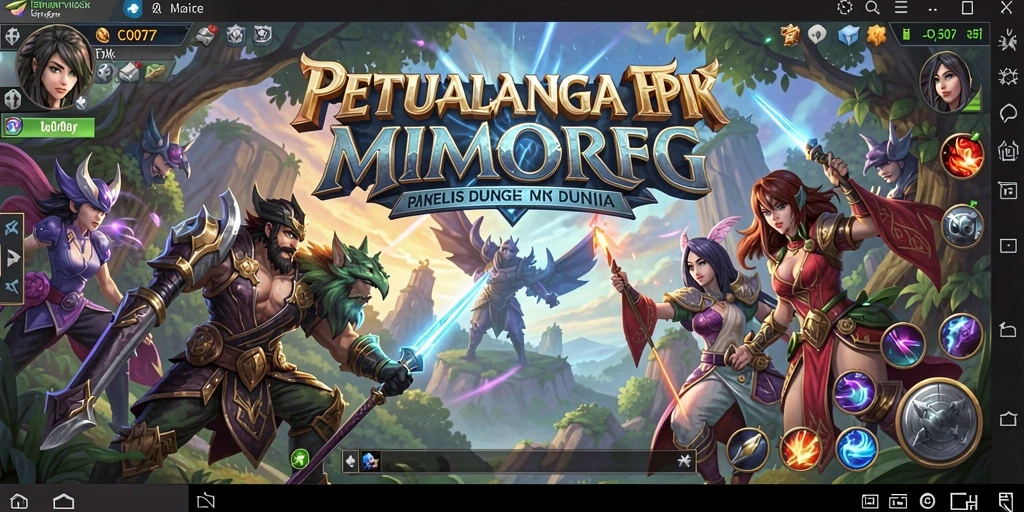 Tangkapan layar utama C0077 menampilkan pertarungan seru dalam dunia MMORPG.