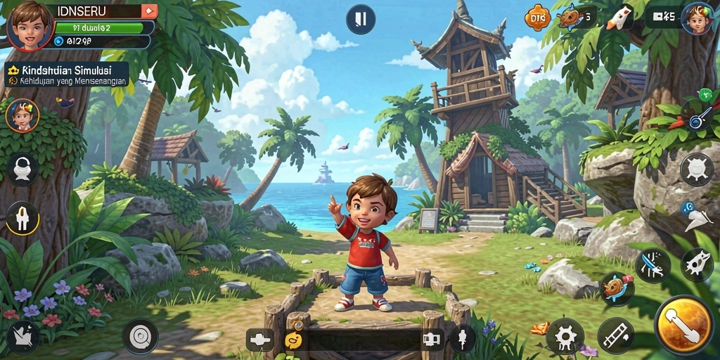 Tampilan gameplay <strong>IDNSERU</strong> yang menarik dan interaktif dalam simulasi kehidupan.