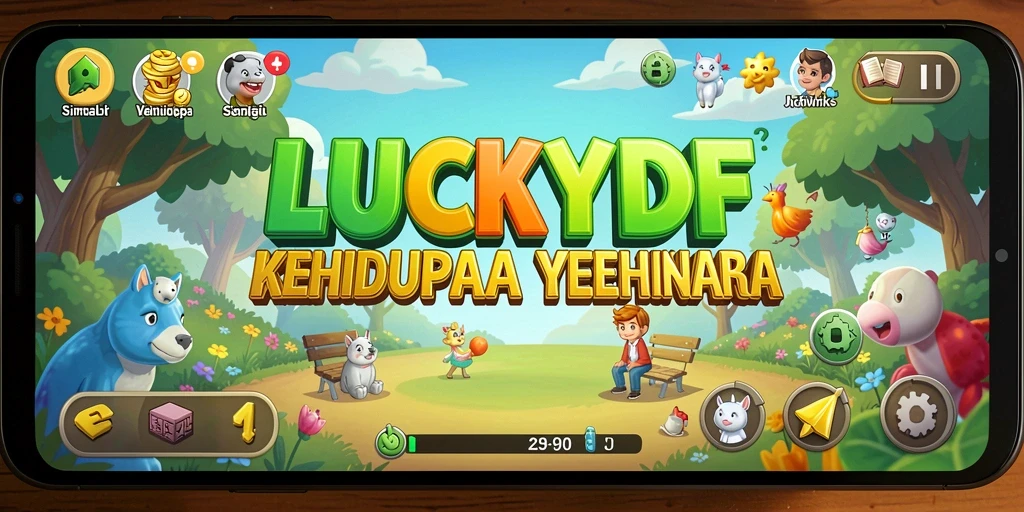 Tampilan gameplay LUCKYDF yang menarik dengan berbagai interaksi karakter.