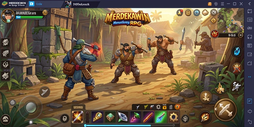 Gameplay MERDEKAWIN menampilkan aksi RPG yang seru dan mendebarkan.