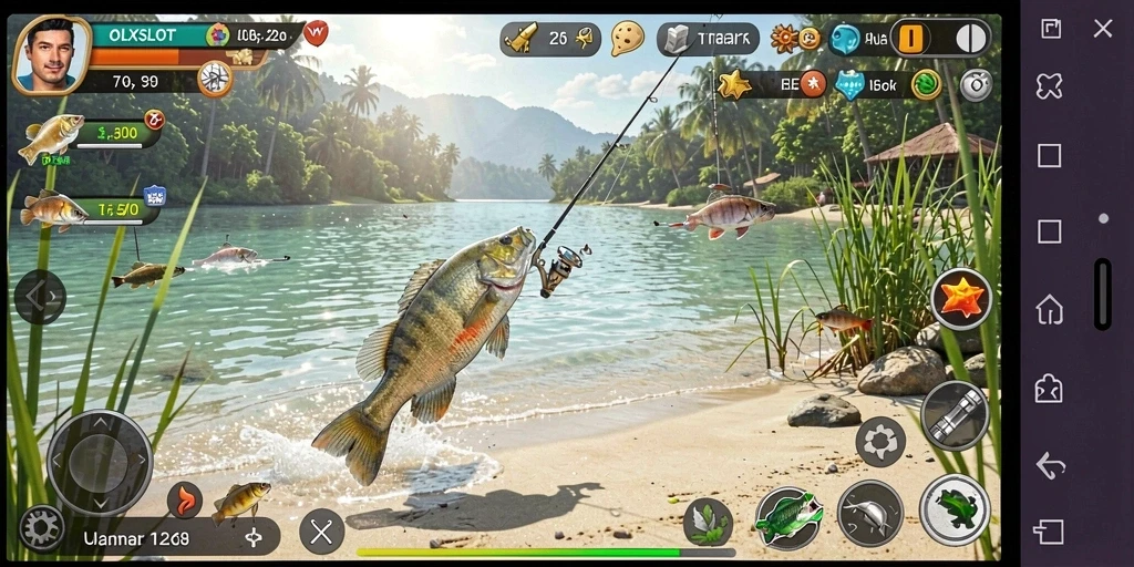 Screenshot gameplay OLXSLOT menampilkan aksi memancing yang mendebarkan.