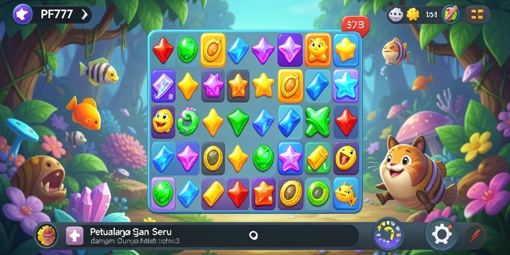 Screenshot permainan PF777 menampilkan serunya gameplay Match-3.