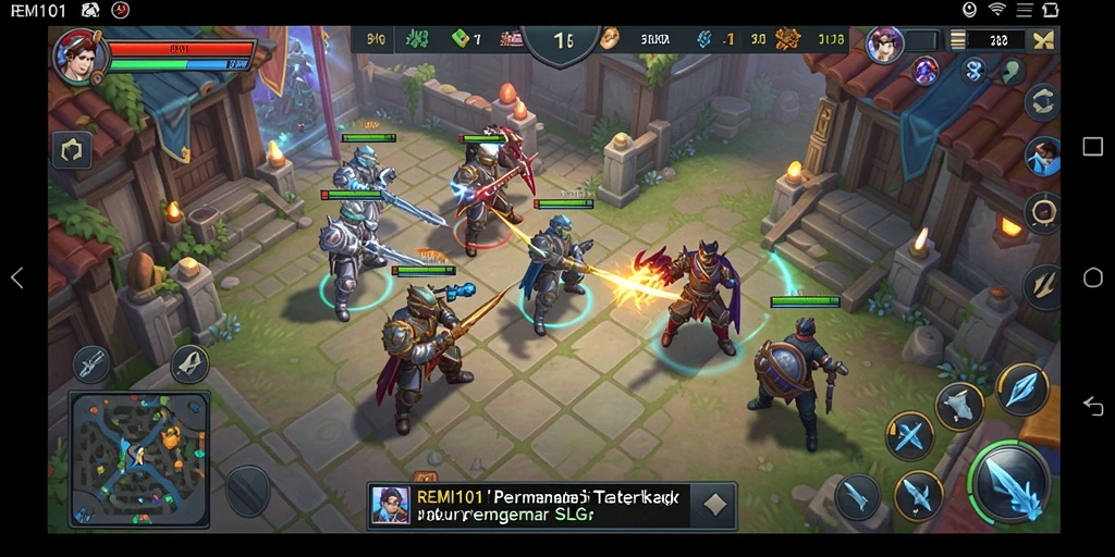 Tangkapan layar gameplay <strong>REMI101</strong> menampilkan strategi dan pertempuran dinamis.