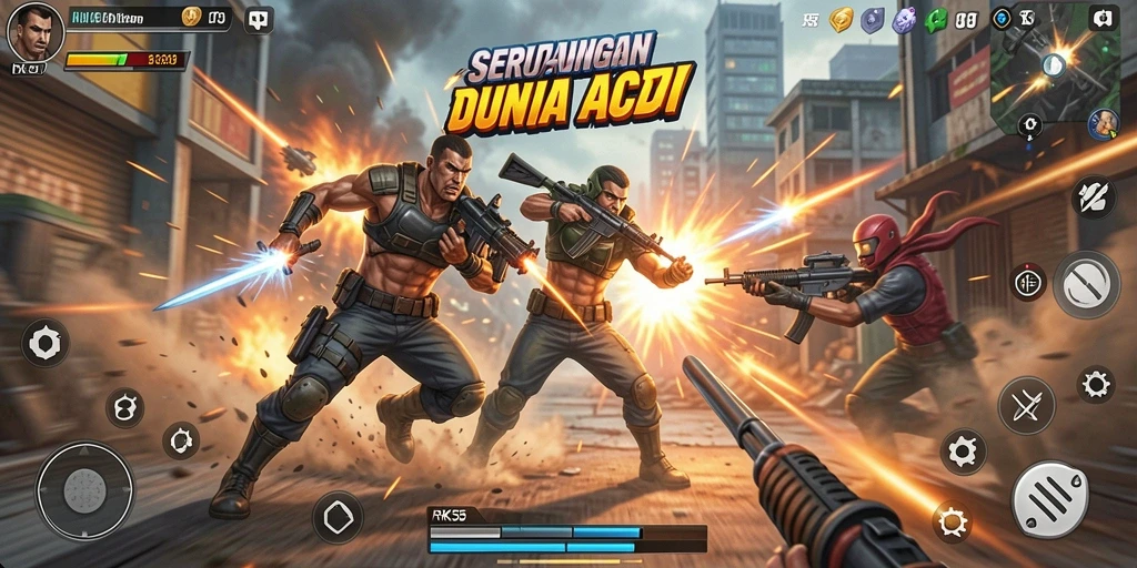 Menampilkan aksi seru dari gameplay RK55 yang memukau.