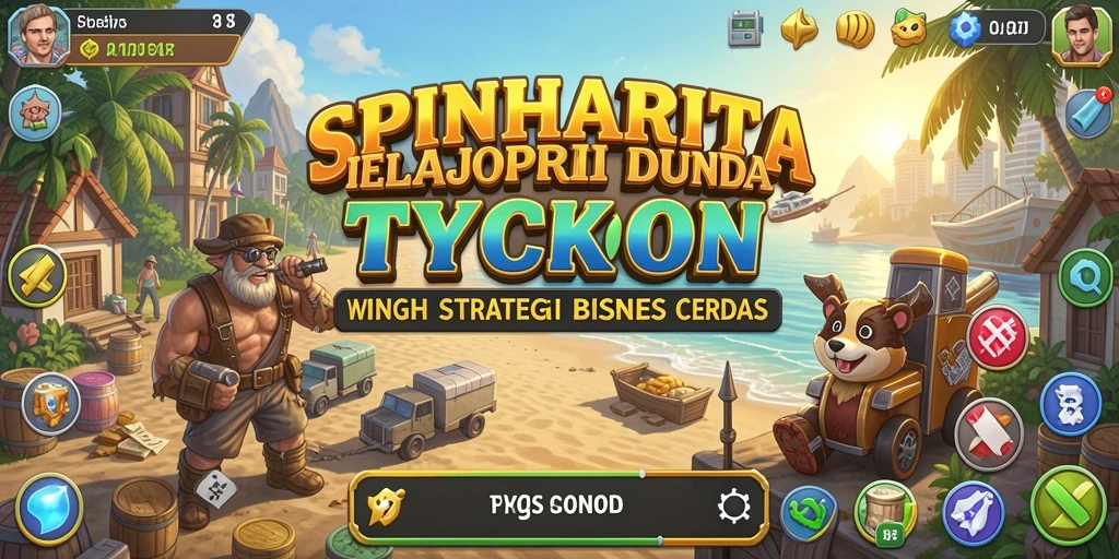 Tampilan gameplay SPINHARTA yang menarik dan strategis dalam pengelolaan bisnis.