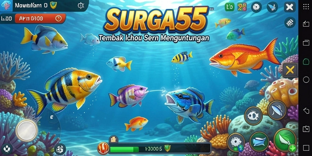 Gameplay seru SURGA55 dalam aksi menembak ikan.