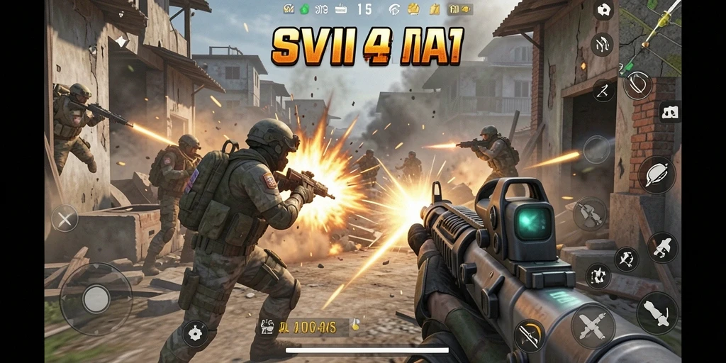 Gameplay SVIP4 yang mendebarkan dengan aksi tembak-menembak yang intens.