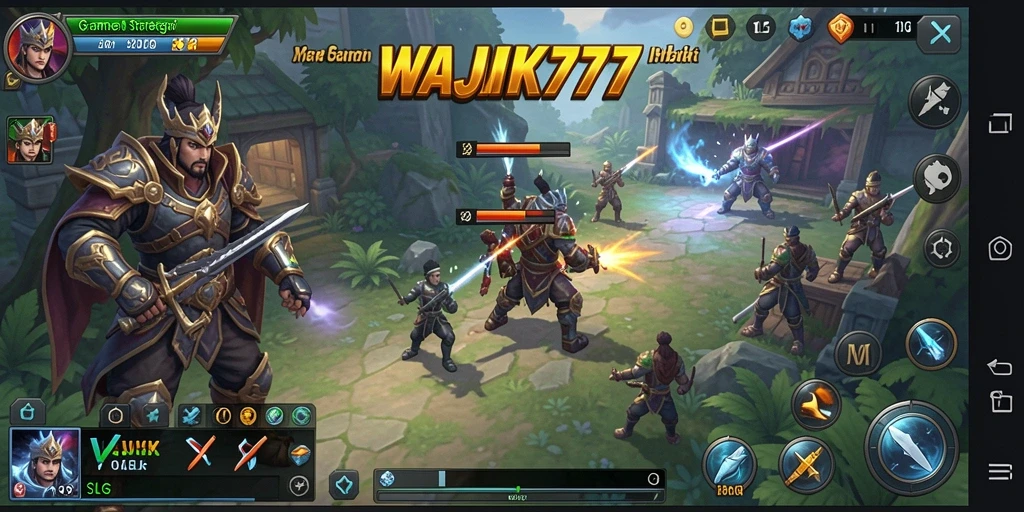 Screenshot utama gameplay WAJIK777 yang menampilkan pertempuran strategi.